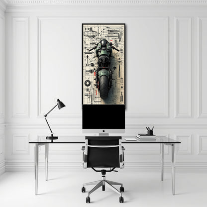 Motorcycle Blueprint Lab Wall Art