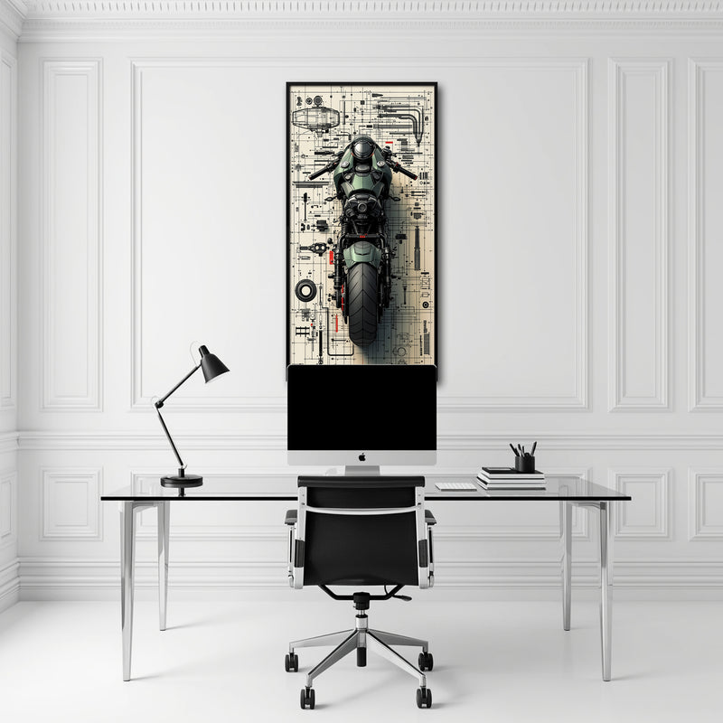 Motorcycle Blueprint Lab Wall Art