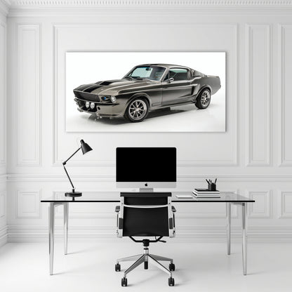 Classic Shelby Mustang 1968 Silver Ghost Wall Art