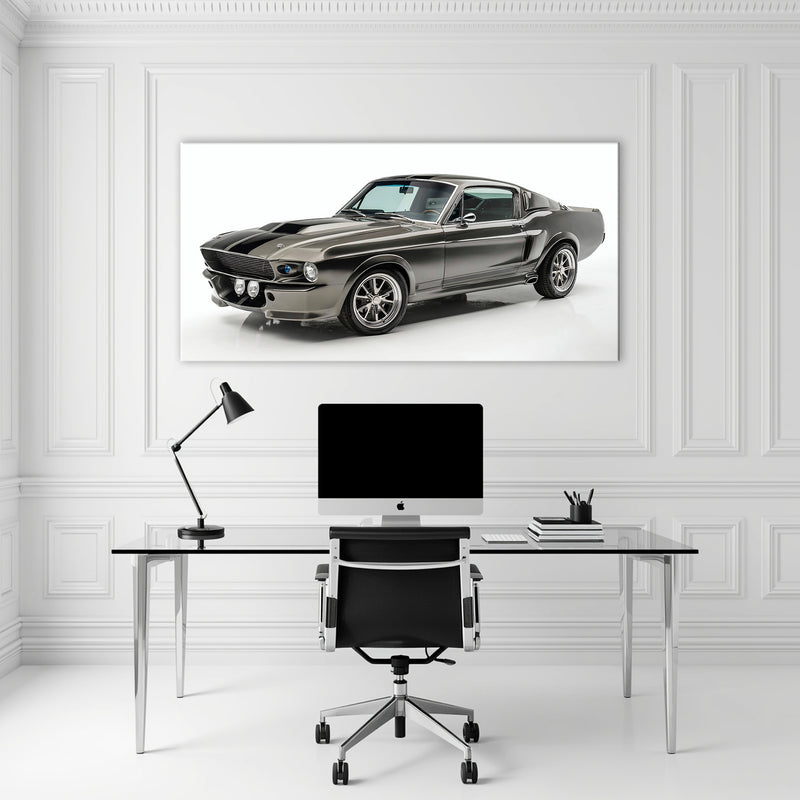 Classic Shelby Mustang 1968 Silver Ghost Wall Art
