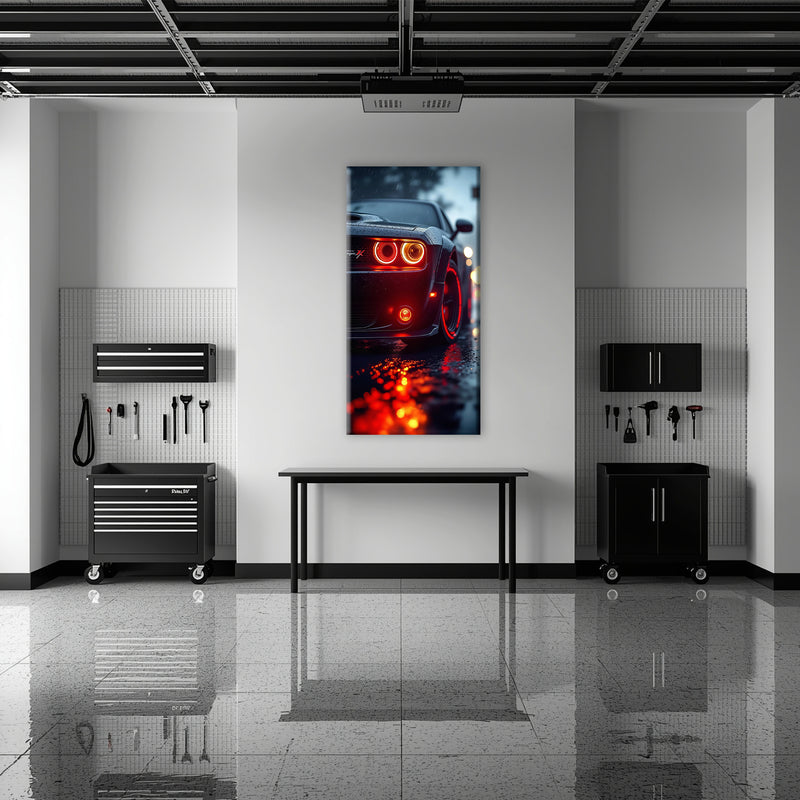 Dodge Challenger R/T Red Rain Wall Art