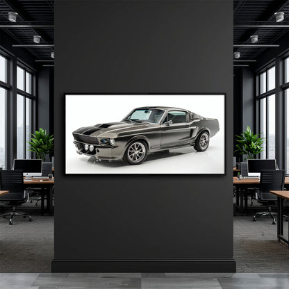 Classic Shelby Mustang 1968 Silver Ghost Wall Art
