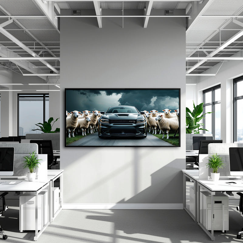 Dodge Charger Hellcat Wall Art Black Muscle Car Canvas