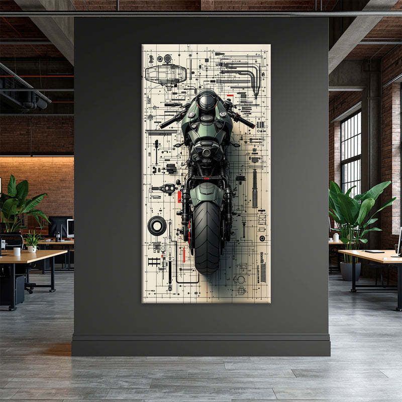 Motorcycle Blueprint Lab Wall Art