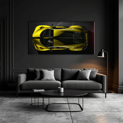 Yellow Bugatti Golden Velocity Wall Art