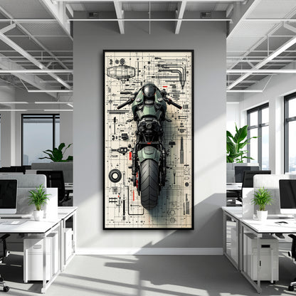 Motorcycle Blueprint Lab Wall Art