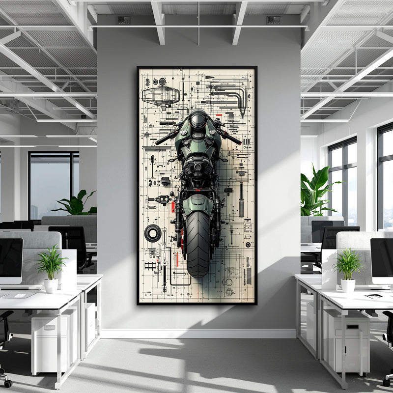 Motorcycle Blueprint Lab Wall Art