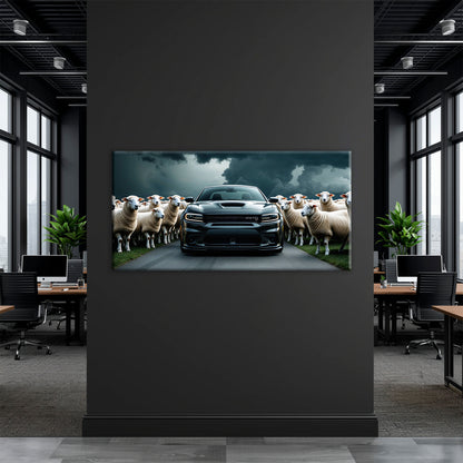 Dodge Charger Hellcat Wall Art Black Muscle Car Canvas