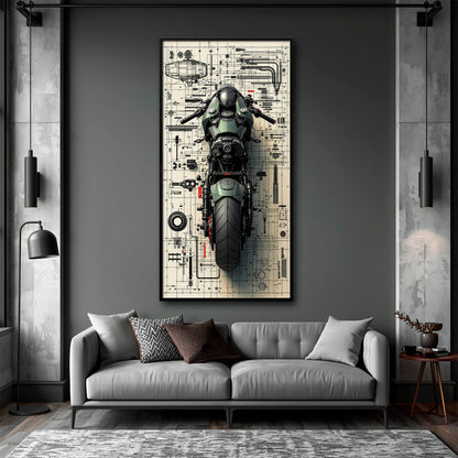 Motorcycle Blueprint Lab Wall Art
