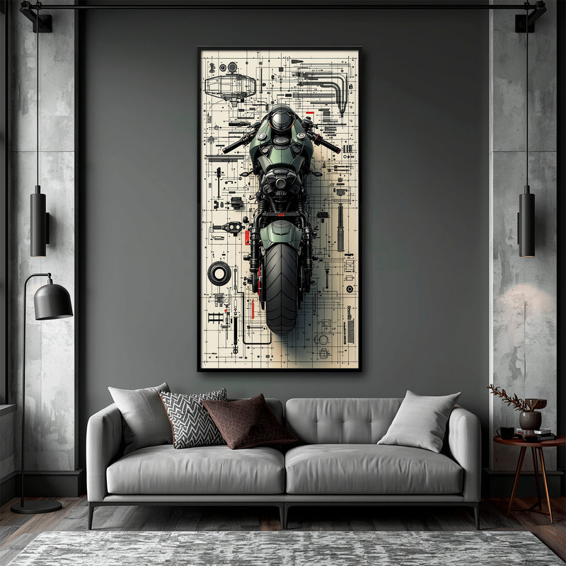 Motorcycle Blueprint Lab Wall Art