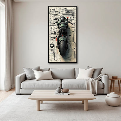 Motorcycle Blueprint Lab Wall Art