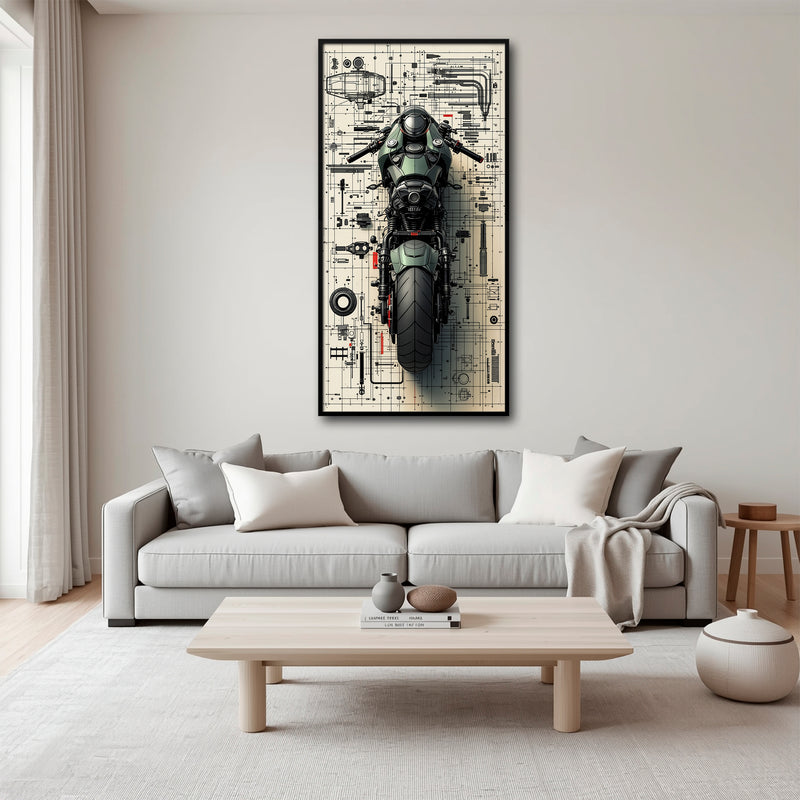 Motorcycle Blueprint Lab Wall Art
