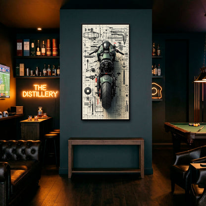 Motorcycle Blueprint Lab Wall Art