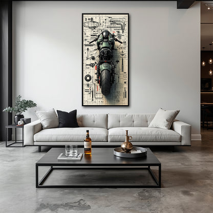 Motorcycle Blueprint Lab Wall Art