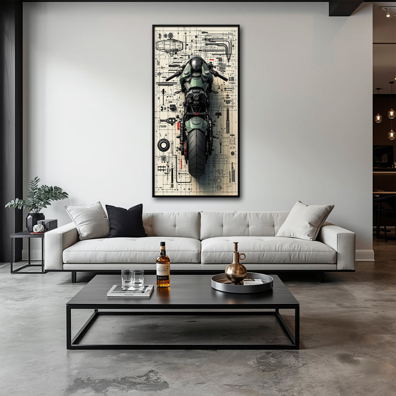 Motorcycle Blueprint Lab Wall Art