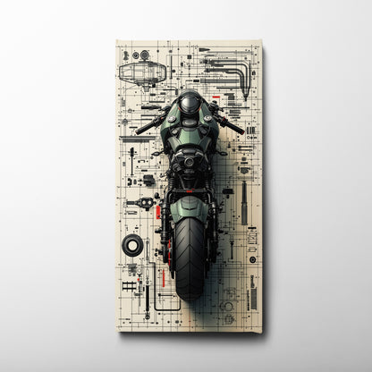 Motorcycle Blueprint Lab Wall Art