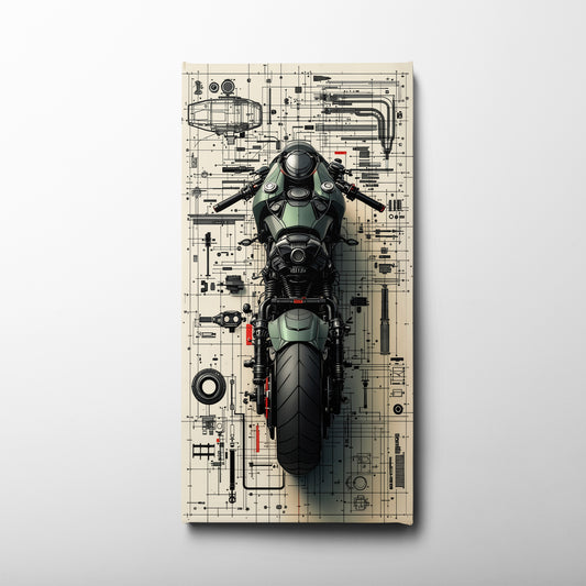 Motorcycle Blueprint Lab Wall Art