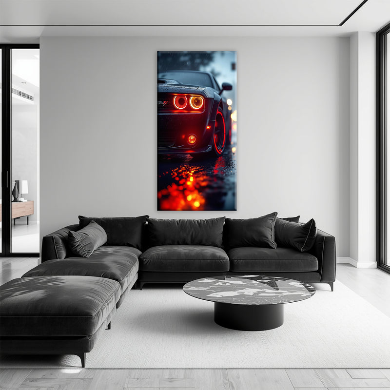 Dodge Challenger R/T Red Rain Wall Art