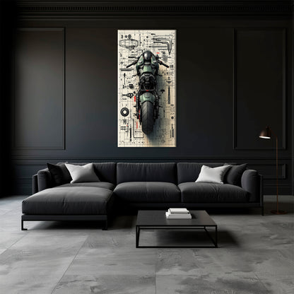 Motorcycle Blueprint Lab Wall Art