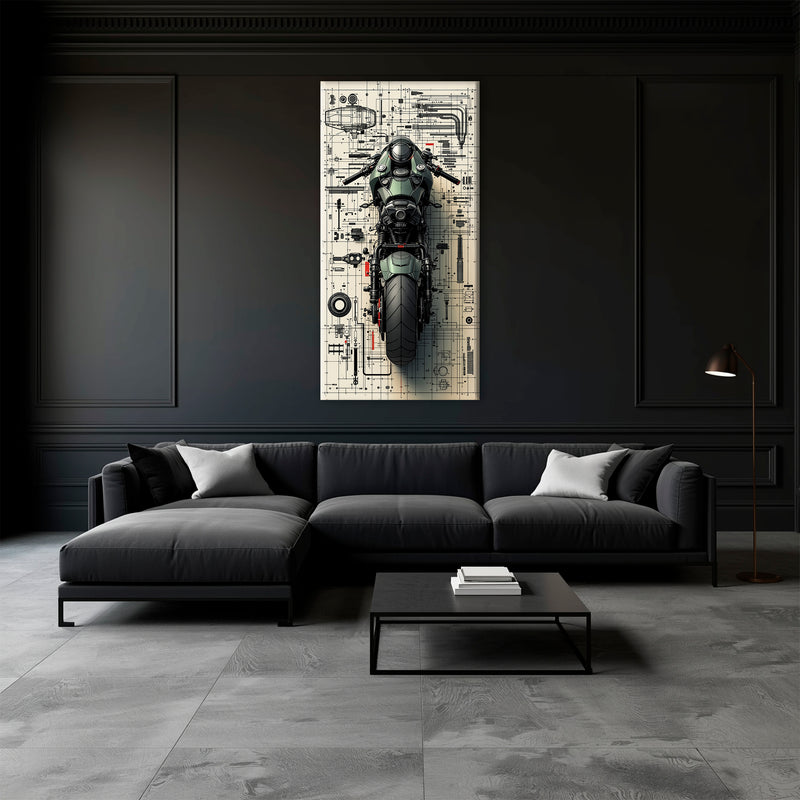 Motorcycle Blueprint Lab Wall Art