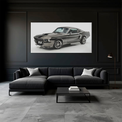 Classic Shelby Mustang 1968 Silver Ghost Wall Art