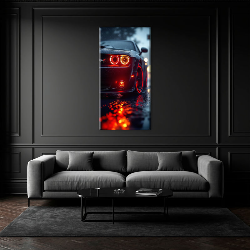 Dodge Challenger R/T Red Rain Wall Art