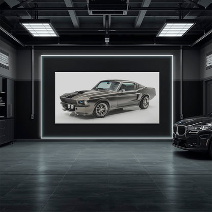 Classic Shelby Mustang 1968 Silver Ghost Wall Art