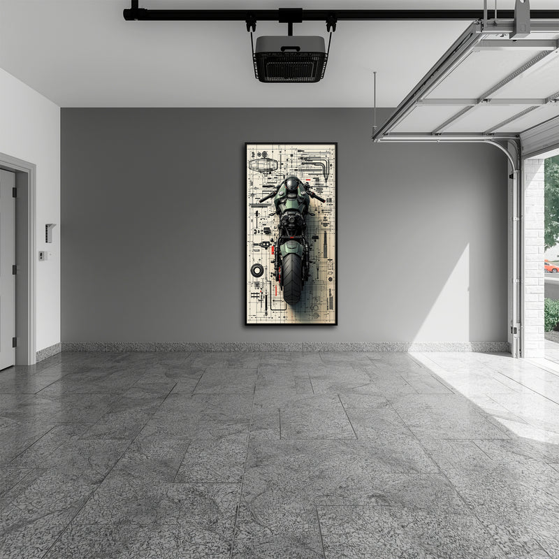 Motorcycle Blueprint Lab Wall Art