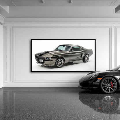 Classic Shelby Mustang 1968 Silver Ghost Wall Art
