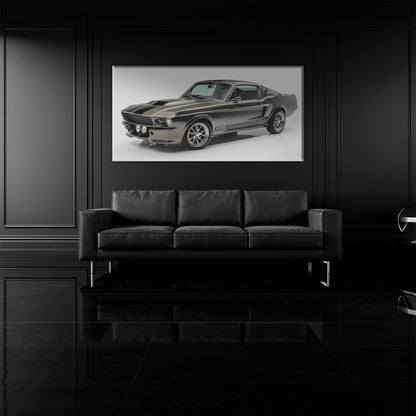 Classic Shelby Mustang 1968 Silver Ghost Wall Art