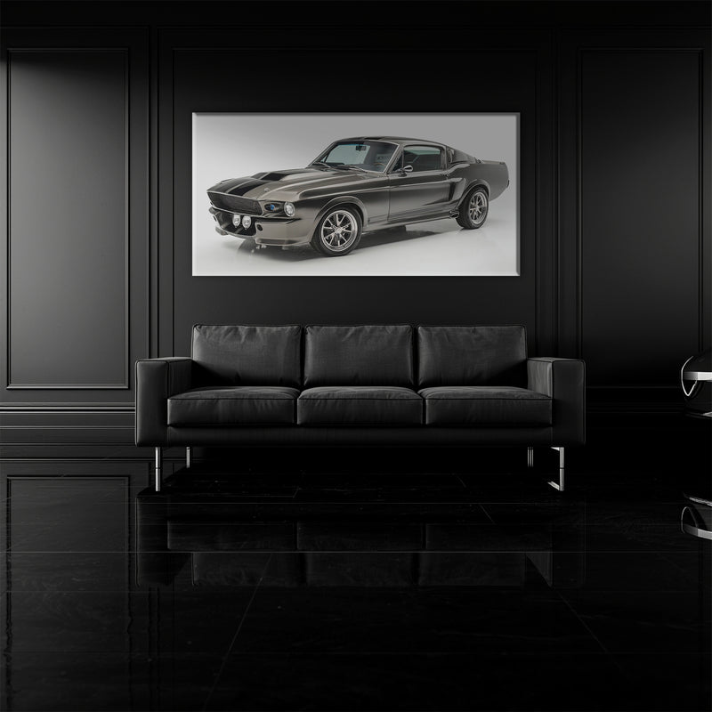 Classic Shelby Mustang 1968 Silver Ghost Wall Art