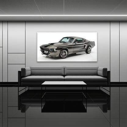 Classic Shelby Mustang 1968 Silver Ghost Wall Art