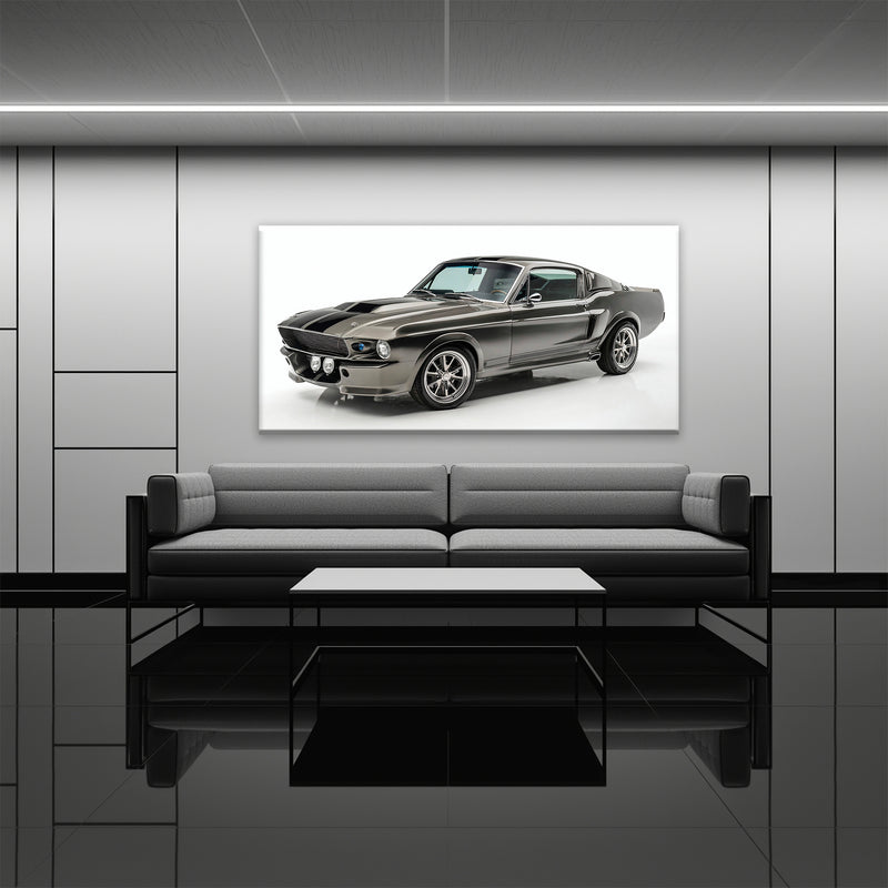 Classic Shelby Mustang 1968 Silver Ghost Wall Art