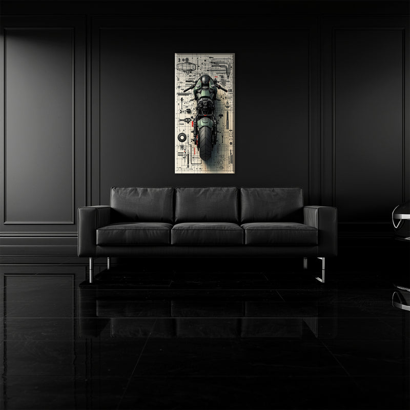 Motorcycle Blueprint Lab Wall Art