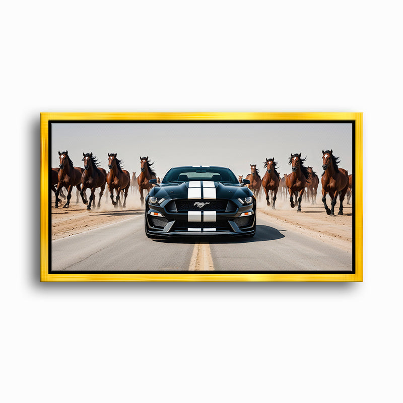 Black Ford Mustang Horsepower Charge Wall Art