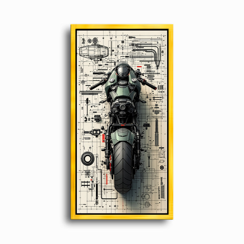 Motorcycle Blueprint Lab Wall Art