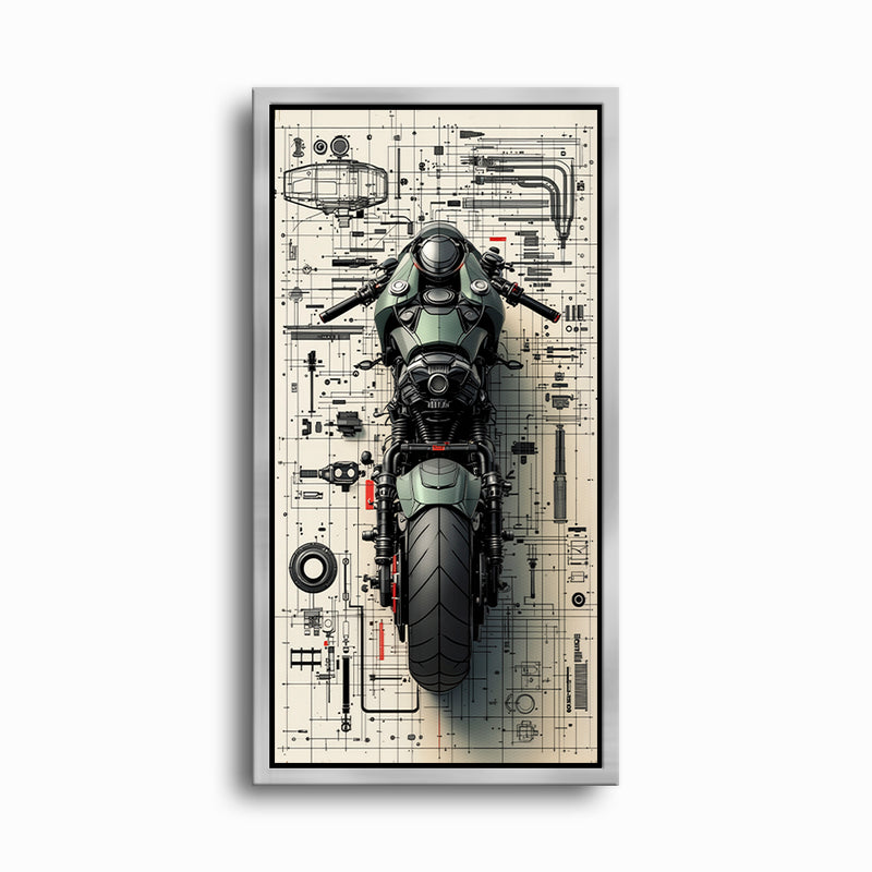 Motorcycle Blueprint Lab Wall Art