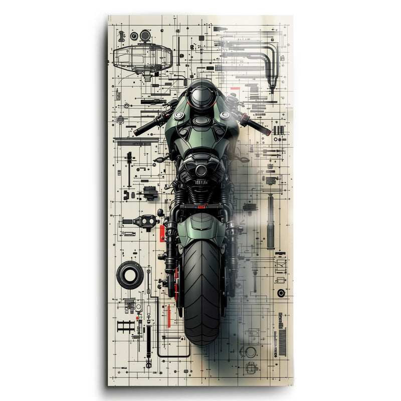 Motorcycle Blueprint Lab Wall Art