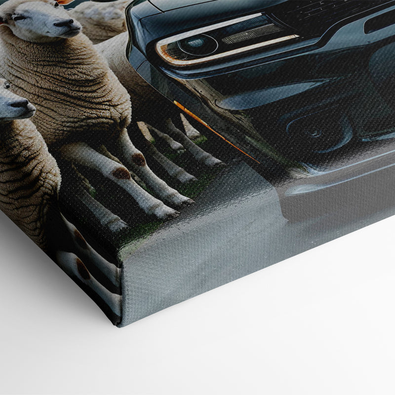 Dodge Charger Hellcat Wall Art Black Muscle Car Canvas