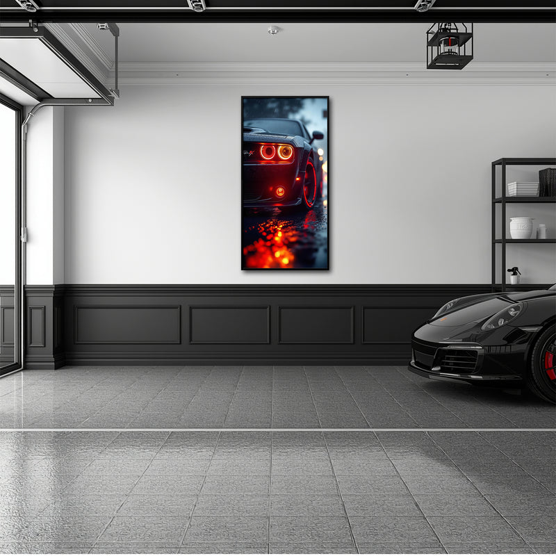 Dodge Challenger R/T Red Rain Wall Art