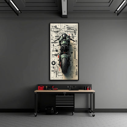 Motorcycle Blueprint Lab Wall Art