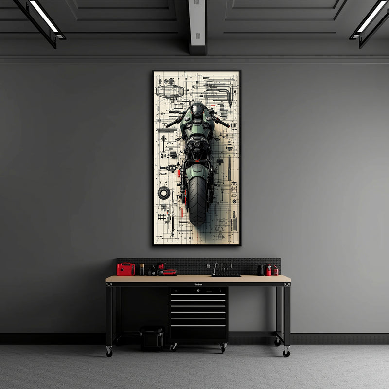 Motorcycle Blueprint Lab Wall Art
