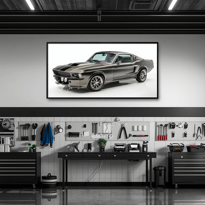 Classic Shelby Mustang 1968 Silver Ghost Wall Art