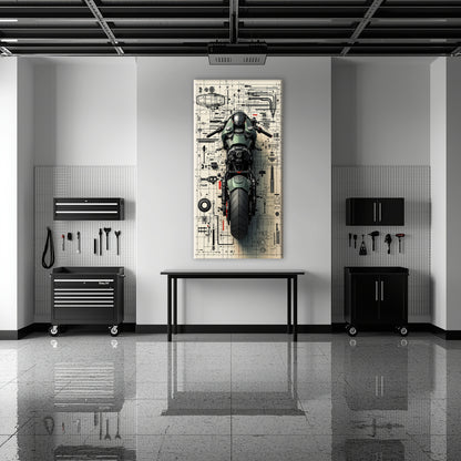 Motorcycle Blueprint Lab Wall Art