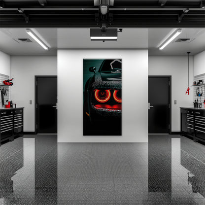 Dodge Challenger Red Halo Wall Art