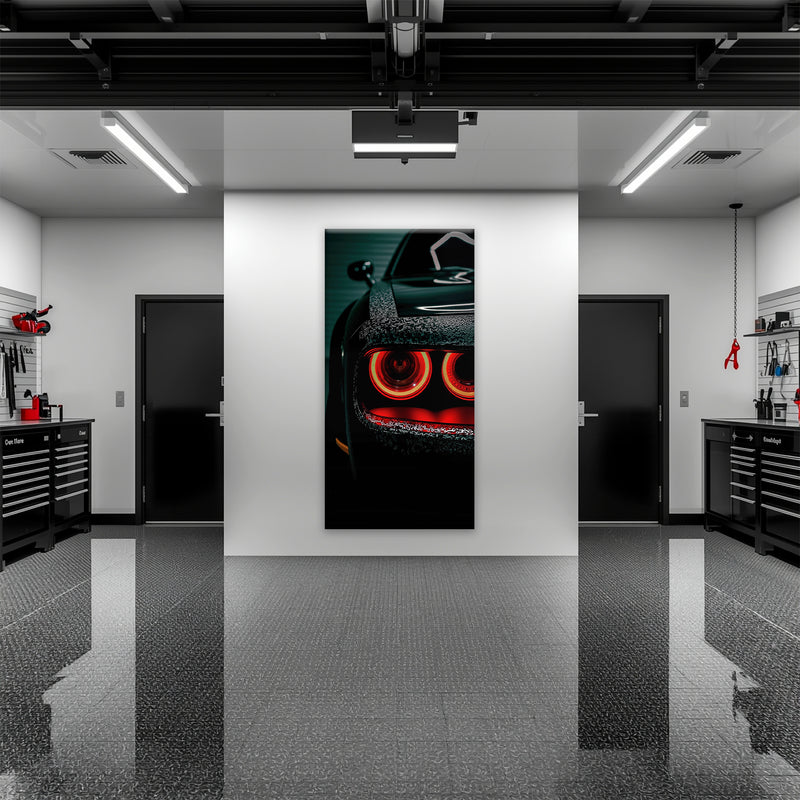 Dodge Challenger Red Halo Wall Art