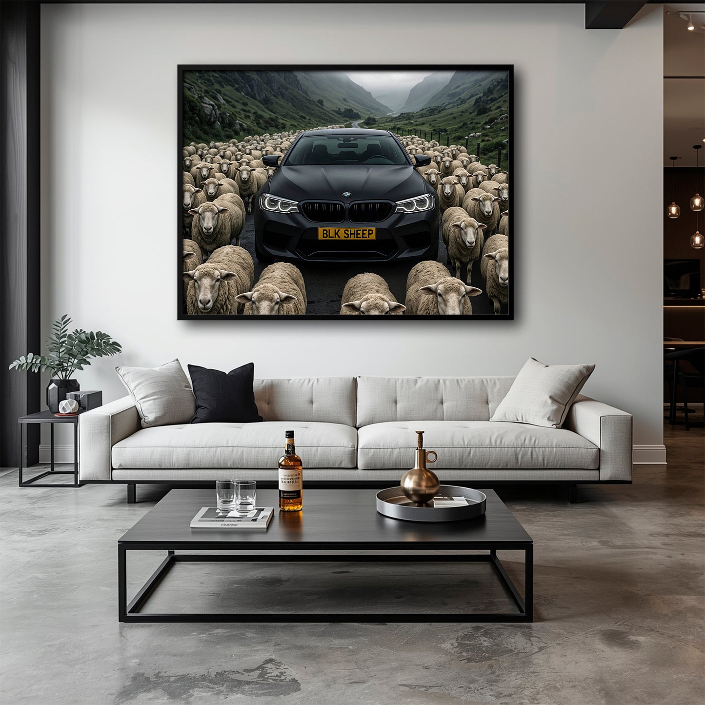 Modern car wall decor for men’s bedroom and man cave
