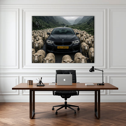 BLK SHEEP automotive canvas print for modern wall decor
