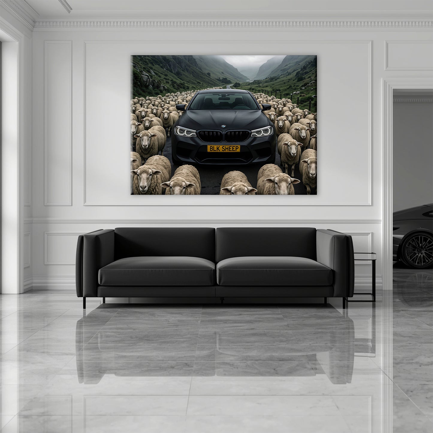BLK SHEEP luxury car wall art for automotive-inspired interiors