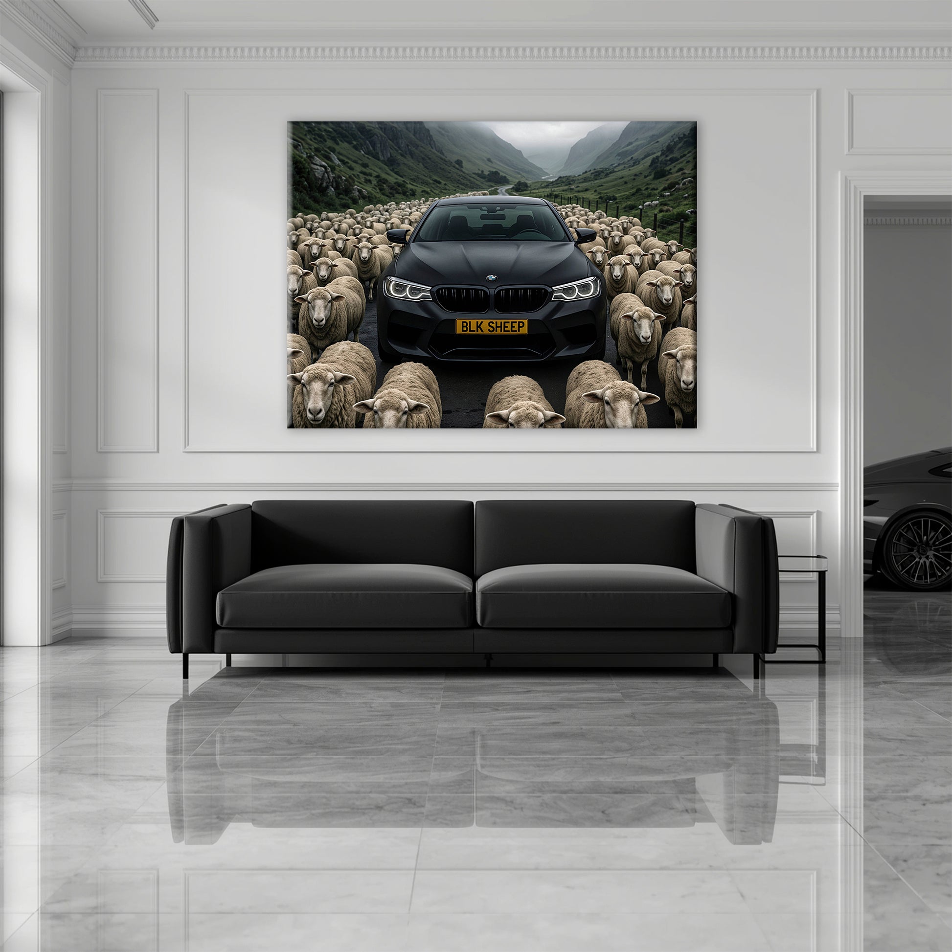 BLK SHEEP luxury car wall art for automotive-inspired interiors
